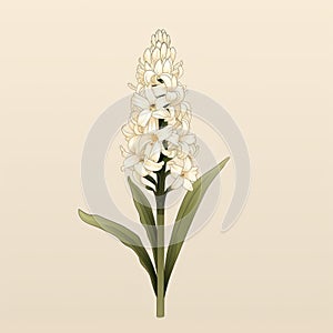 Minimalist Hyacinth Line Art On Ivory Background