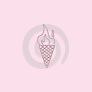 Minimalist Ice Cream Fire Logo Vector Design