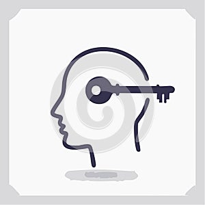 Unlocking Potential Human Head with Key Icon