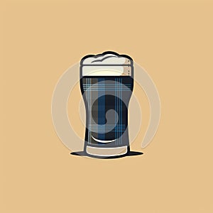 Minimalist Illustration Of A Blue Plaid Pint Of Beer