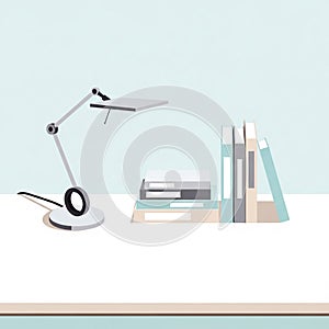 The background is a soft light blue complementing the clean and simple