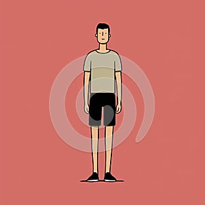 Minimalist Illustration Of A Genderless Man In Shorts And T-shirt