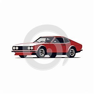 Minimalist Illustration Of A Red American Sports Car