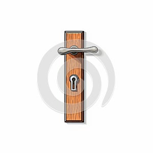 Minimalist Illustration Of Wooden Door Handle With Key