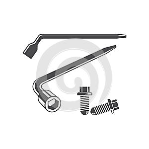 Minimalist illustration of wrench wheel photo