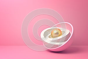 Minimalist image with egg nested in curved layers