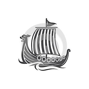 Minimalist and interest viking ship illustration