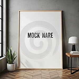 Minimalist interior with mock nare poster