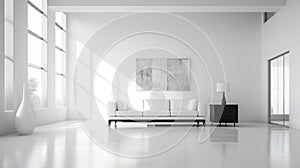 Minimalist Interior: Serene Black And White Photograph