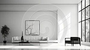Minimalist Interior A Serene Black And White Photograph