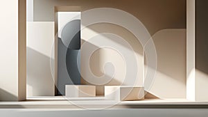 Ai generated A minimalist interior space featuring two circular