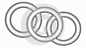 Minimalist Interlocking Rings, Simple Connection, vector design Generative AI