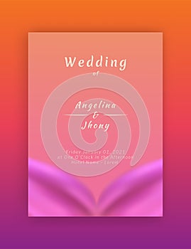 Minimalist Invitation card design with pink flower petal element decorations