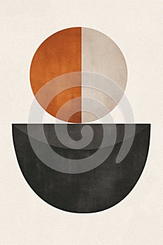 Minimalist Japandi art, zen poster with geometric shapes photo