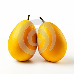 Minimalist Japanese Style: Two Mango On White Background