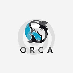 Minimalist jumping orca logo icon vector template