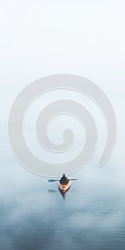 Minimalist Kayak In Fog: Ethereal Cloudscapes And Mysterious Figures