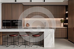 minimalist kitchen, with sleek appliances and streamlined countertops