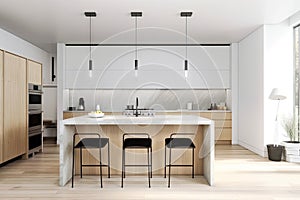 minimalist kitchen, with sleek appliances and streamlined countertops