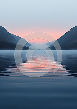 Misty Dawn Over Tranquil Waters photo