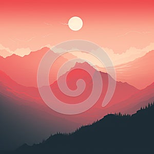 Minimalist Landscape: Subtle Gradients And Colorful Illustrations photo