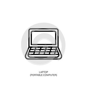 Minimalist Laptop Icon - Portable Computer Line Art