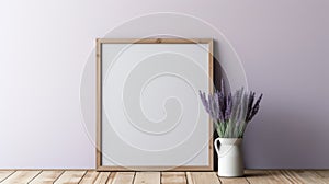 Minimalist Lavender Frame On Purple Area Rug