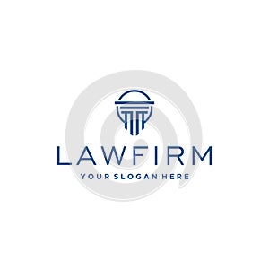 minimalist LAWFIRM pillar circle pole logo design