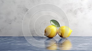 Minimalist Lemon Photography On Polished Concrete Desktop