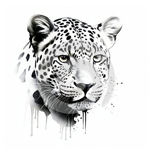 Minimalist Leopard Head Silhouette Drawing With Single Pencil Stroke