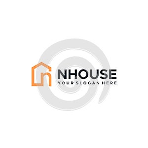 minimalist lettermark initial N NHOUSE logo design photo