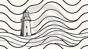 Minimalist Lighthouse & Waves, vector design Generative AI