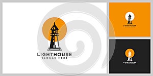 Minimalist line abstract lighthouse logo design