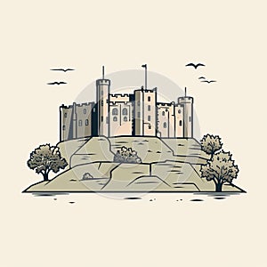 Minimalist Line Art Of Clitheroe Castle photo