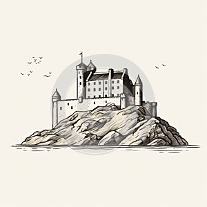 Minimalist Line Art Of Eilean Donan Castle