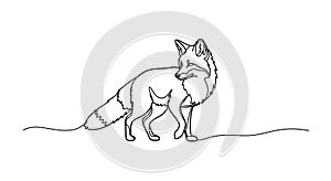 Minimalist Line Art of a Fox