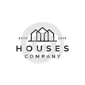 Minimalist Line art house logo design
