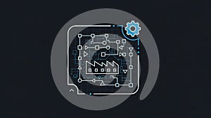Industrial Process Flowchart with Gear Icon