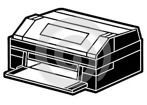 Printer line art silhouette vector for office and technology themes