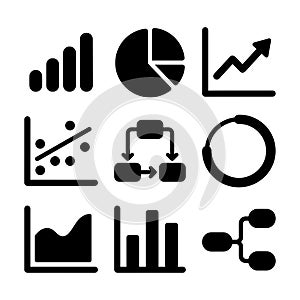 Minimalist Line Business Statistic and Data Analytics Chart Icon Set