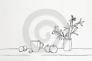 A minimalist line drawing of everyday objects and scenes, inviting viewers to appreciate the beauty in simplicity