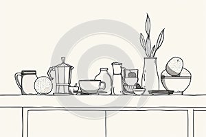 A minimalist line drawing of everyday objects and scenes, inviting viewers to appreciate the beauty in simplicity