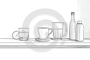 A minimalist line drawing of everyday objects and scenes, inviting viewers to appreciate the beauty in simplicity