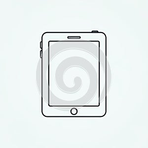 Minimalist line drawing of a tablet