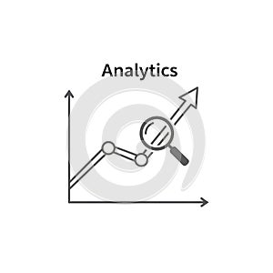 Analytics Icon with Growth Chart and Magnifying Glass