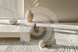 Minimalist linear patterns in soft hues, creating a sense of structure and wellness photo