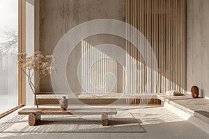 Minimalist linear patterns in soft hues, creating a sense of structure and wellness photo