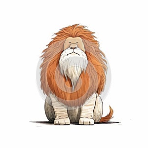 Minimalist Lion Cartoon Illustration By Alejandro Burdisio