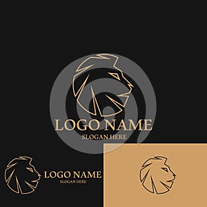 minimalist lion logo icon vector illustration template design photo