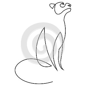 Minimalist lioness line art logo. Vector illustration.